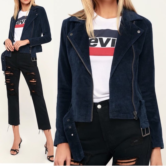 RVCA Jackets & Blazers - 🆕 RVCA Navy Blue Corduroy Moto Jacket
